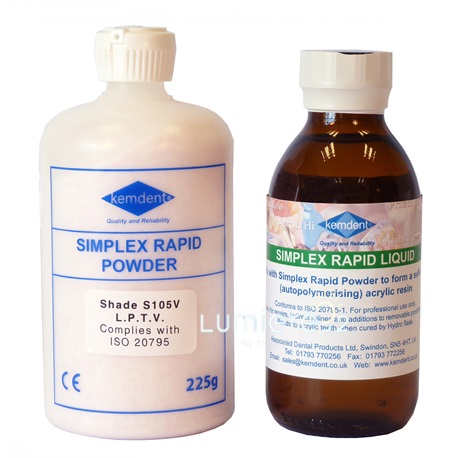 Simplex Rapid self-curing, cold cured acrylic material, Powder 225gm